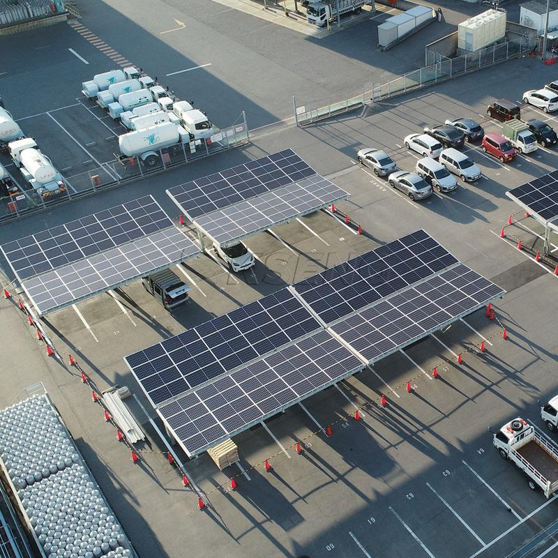 Sistema di struttura di montaggio per parcheggio solare in carbonio Scaffalature per montaggio su posto auto coperto solare