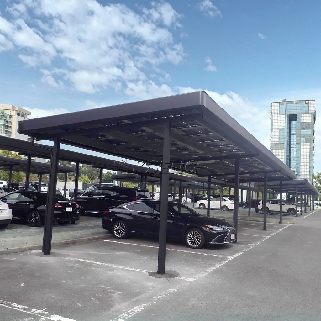 Sistema di scaffalature per posto auto coperto solare Struttura in alluminio resistente al vento e resistente all'acqua