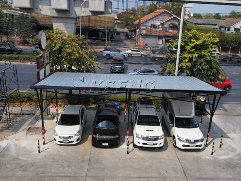 Progetto di tettoia solare nera per 4 auto in Tailandia
