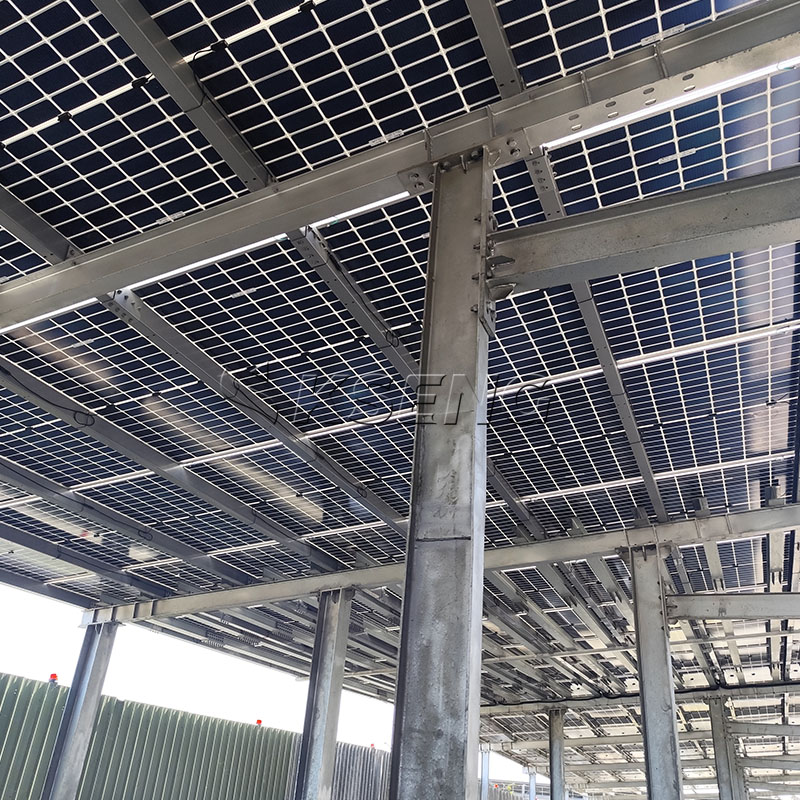 Posto auto coperto solare in acciaio al carbonio zincato Kseng - Sistema di tettoia per parcheggio solare durevole