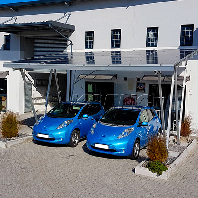 Sistema di montaggio per posto auto coperto fotovoltaico con struttura di parcheggio in alluminio solare