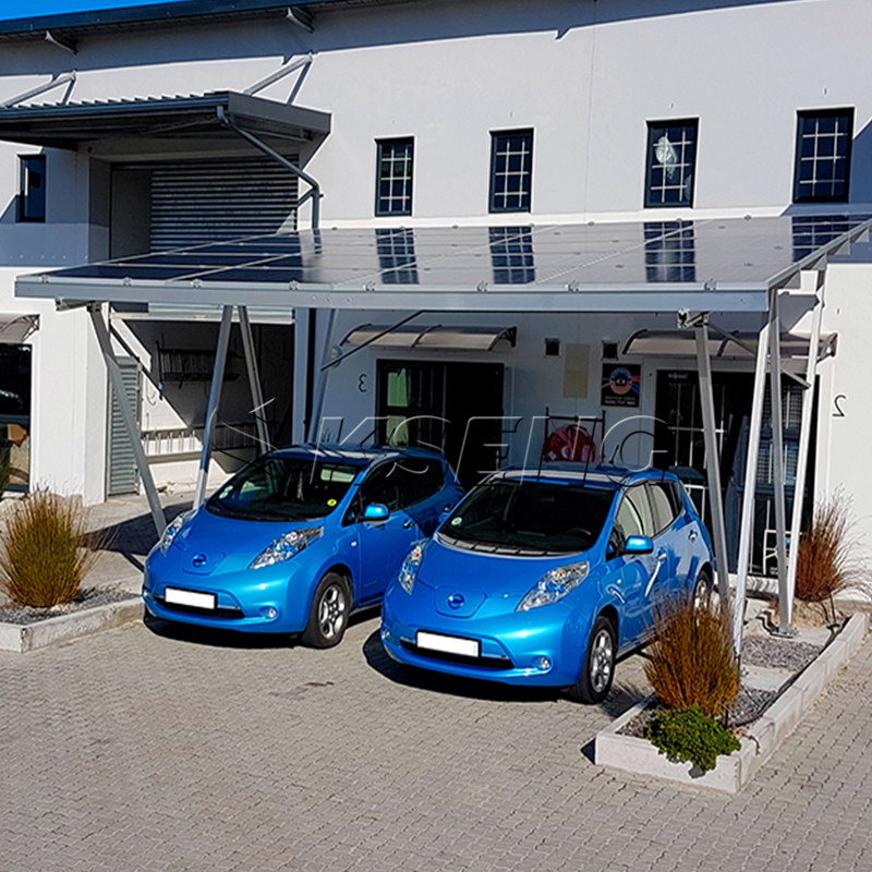 Sistema di montaggio per posto auto coperto fotovoltaico con struttura di parcheggio in alluminio solare