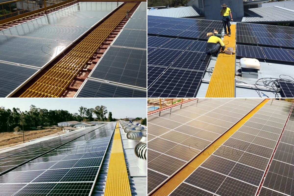 Fornitura di fabbrica di grate per passerelle in FRP sul tetto in metallo solare KSENG OEM ODM