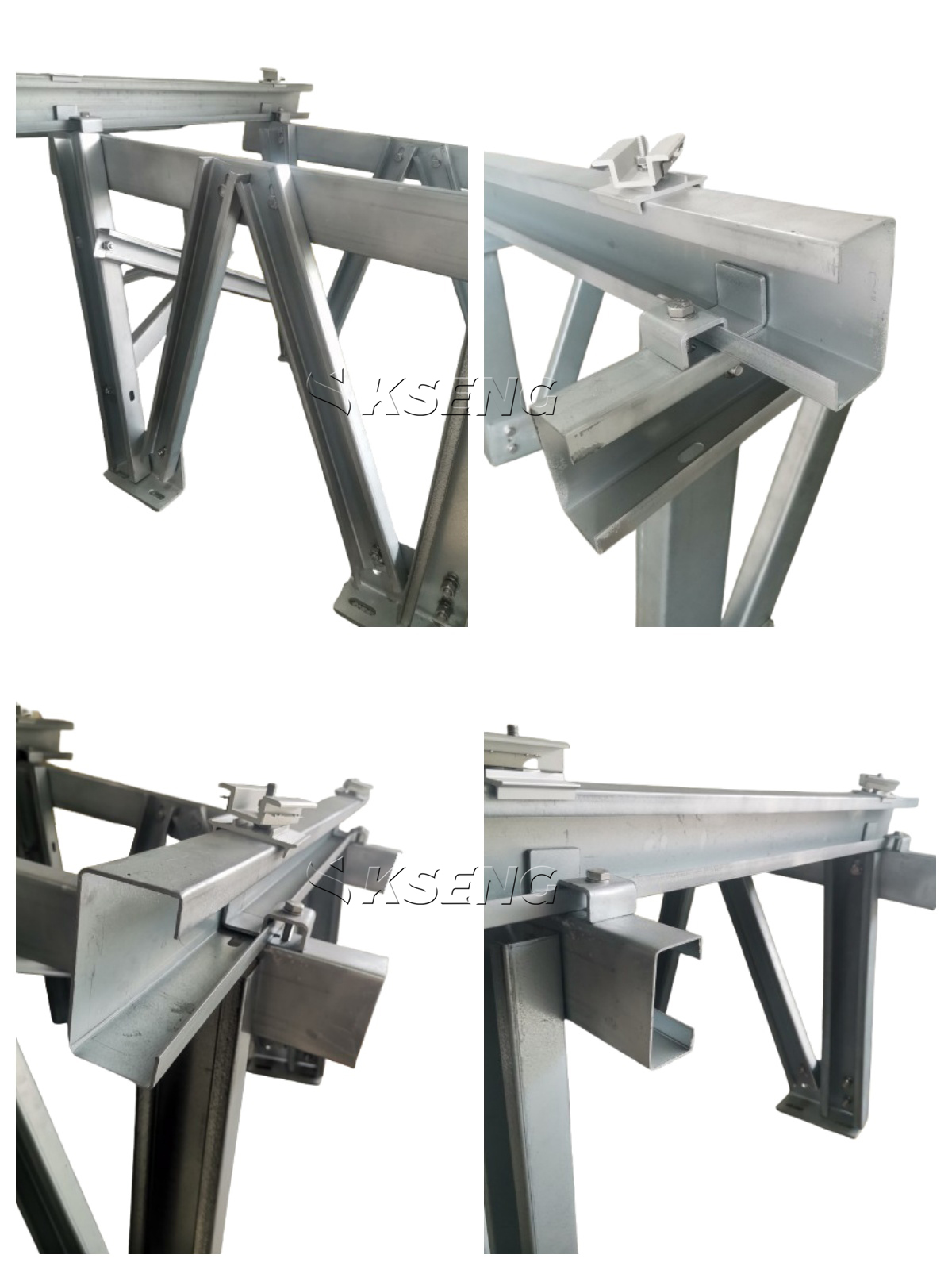 Struttura di collegamento e supporto per scaffalature solari per montaggio a terra in acciaio Zn-Al-Mg