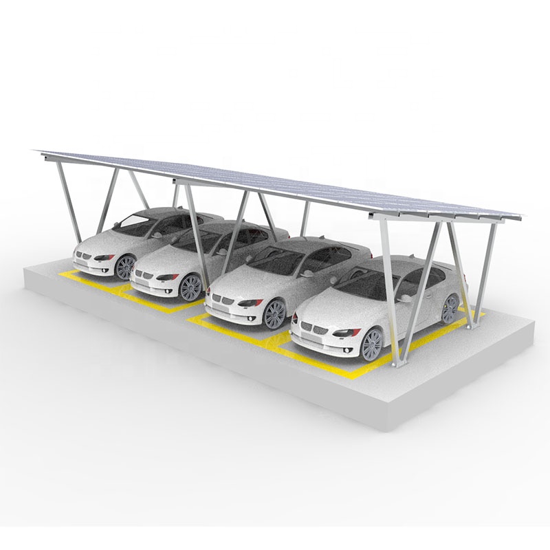 Sistema di montaggio per posto auto coperto fotovoltaico con struttura di parcheggio in alluminio solare