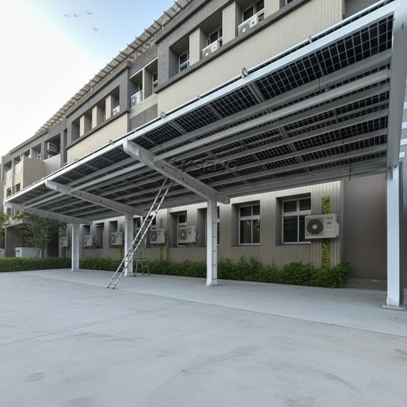 Parcheggio solare commerciale con posto auto coperto singolo a sbalzo