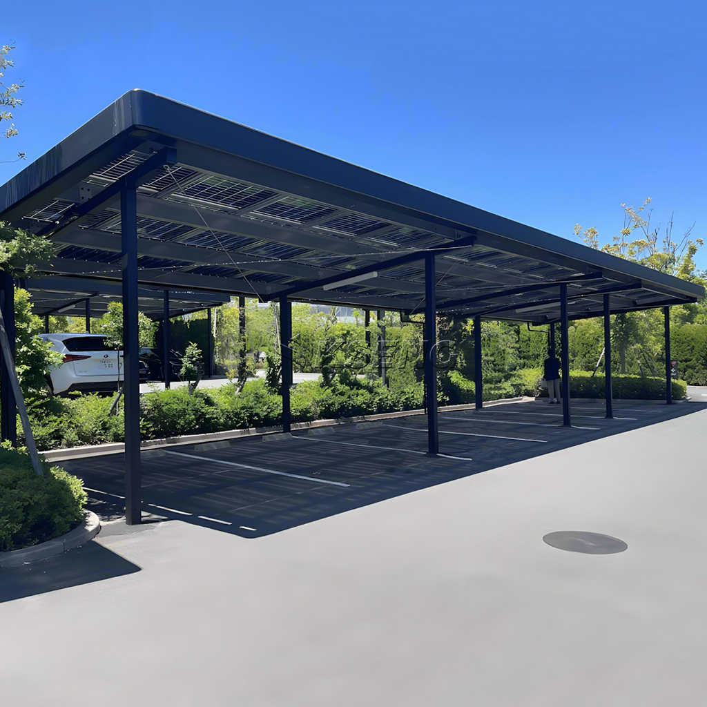 Sistema di scaffalature per posto auto coperto solare Struttura in alluminio resistente al vento e resistente all'acqua