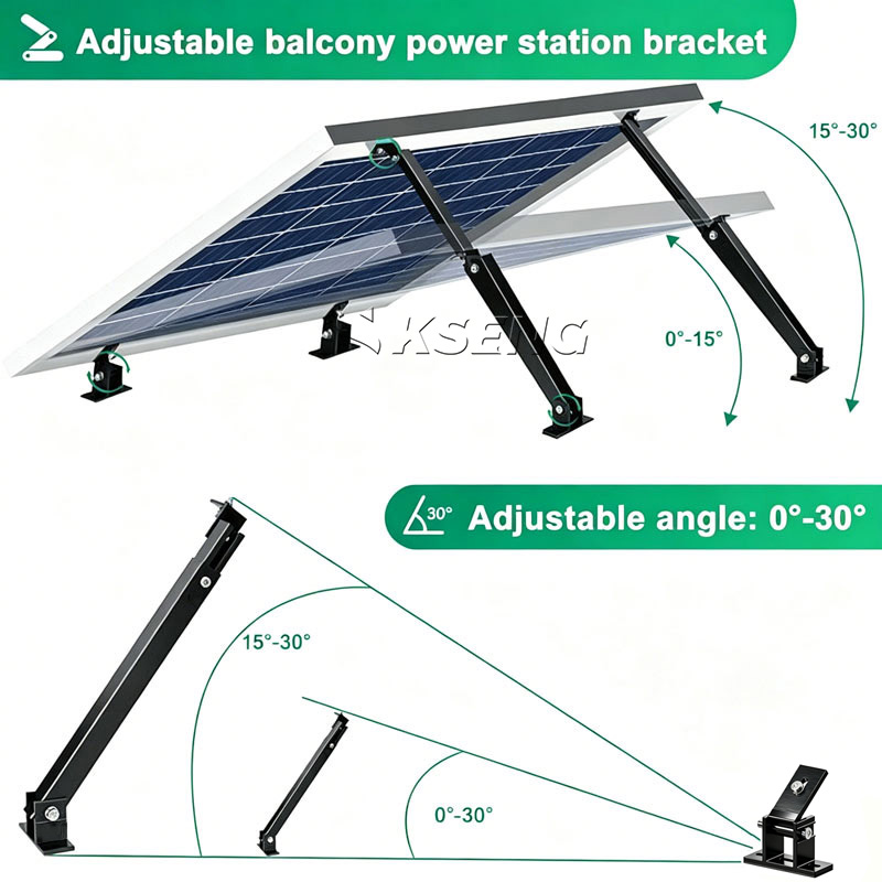 Staffe solari in alluminio KSENG Supporto per gamba anteriore posteriore regolabile (intervallo di angolazione 10-15 &deg;, 15-30 &deg;, 30-60 &deg;)
