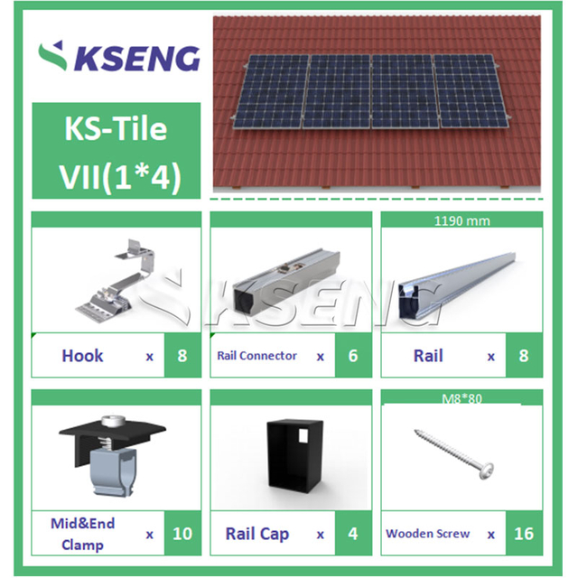 Sistema di montaggio solare per tetto in tegole Kseng R121