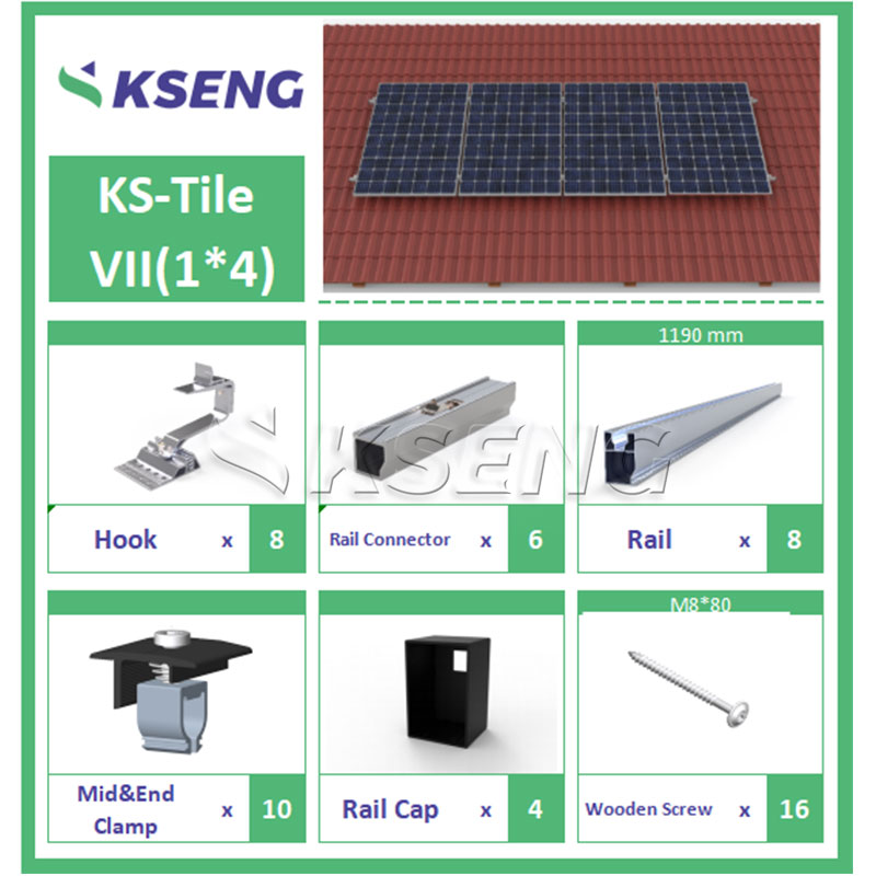 Sistema di montaggio solare per tetto in tegole Kseng R121