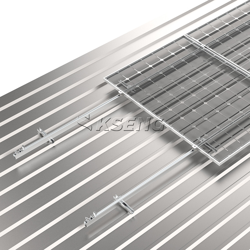 Sistema di montaggio solare per tetto in metallo trapezoidale con mini guida di base a U e staffa a L