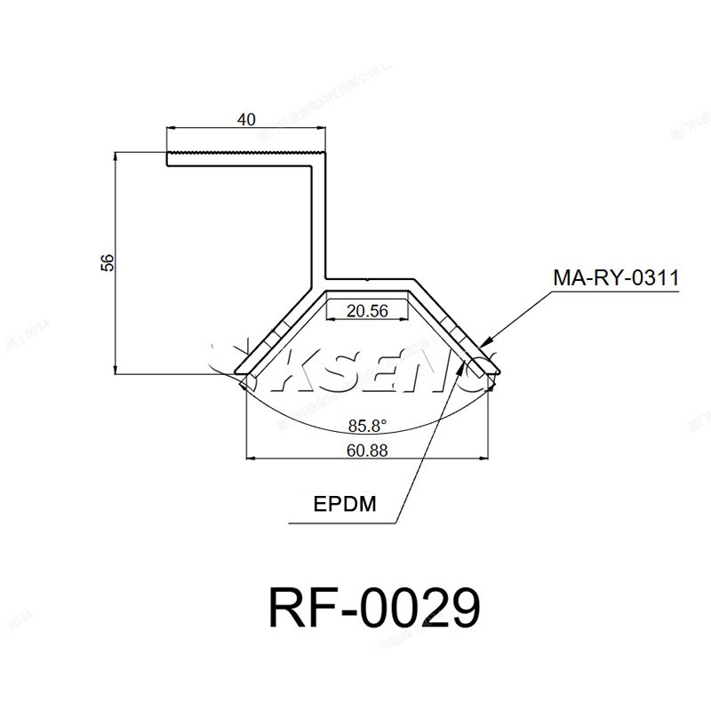 Disegno quotato del morsetto solare per tetto in metallo trapezoidale tipo trapano Kseng