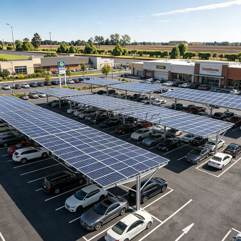 Grande struttura per posto auto coperto solare commerciale impermeabile in acciaio al carbonio T